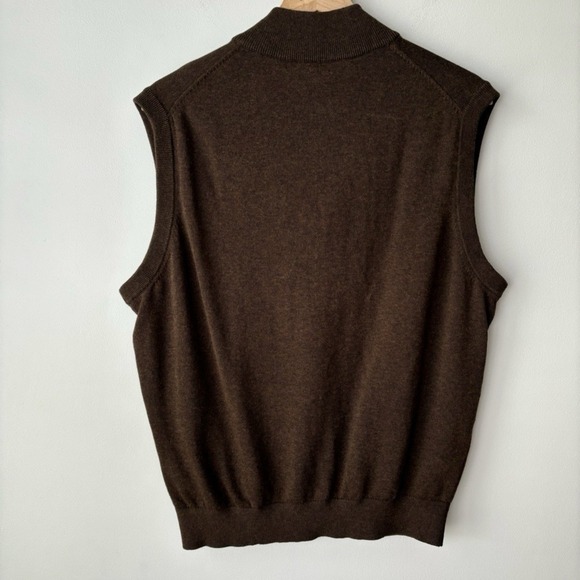 Daniel Cremieux 1/4 Zip Sweater Vest Large Chocolate Brown Golf Pima Cotton - Picture 5 of 10